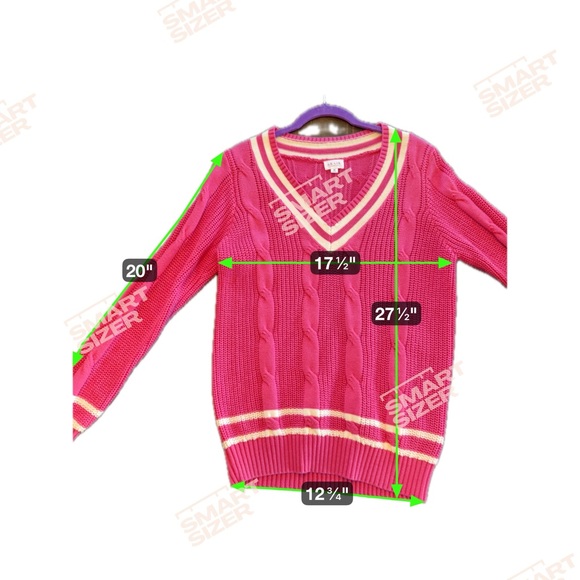 Le Lis hot pink & White V-Neck cable Sweater size medium - Picture 6 of 6
